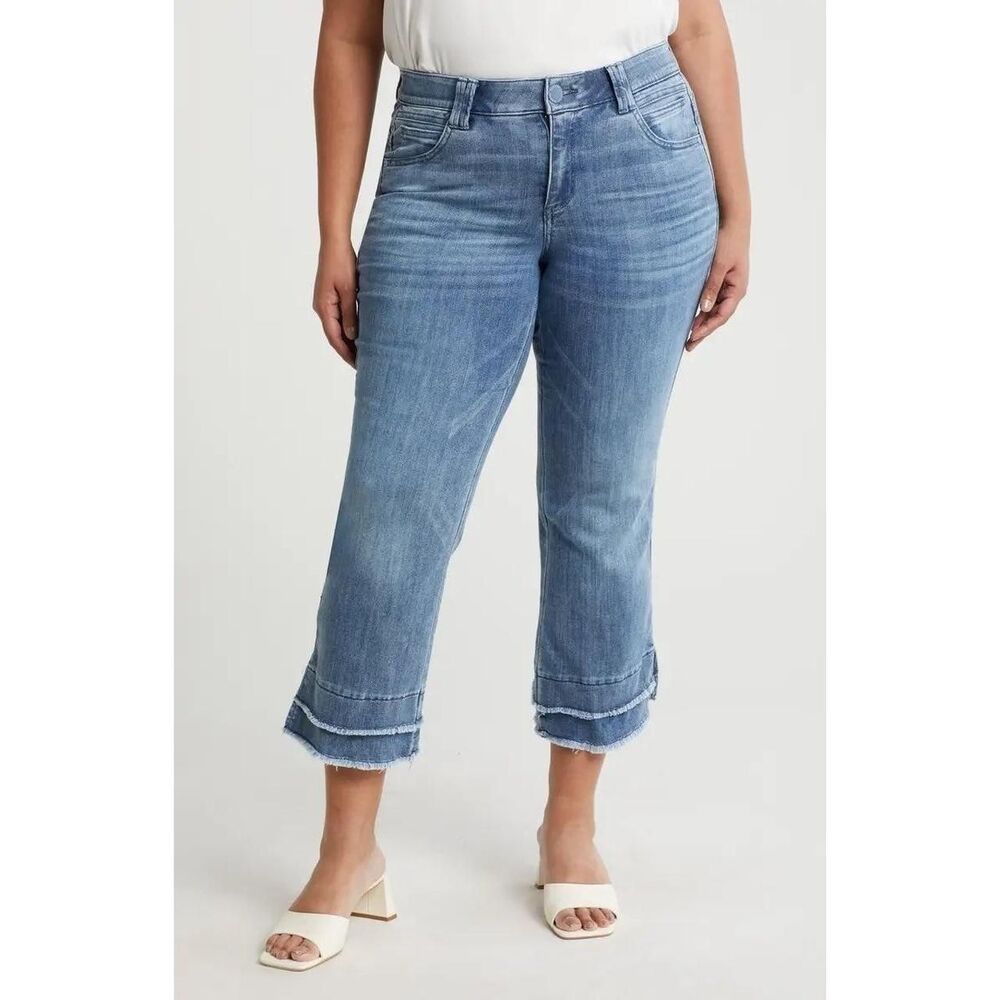 Democracy double Layer Fray Hem Kick Flare Jeans 16 W Medium Wash in Blue